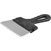 Нержавеющий фасадный шпатель ЗУБР 10078-15-06, 150 мм, зуб 6 х 6 мм, пластиковая ручка