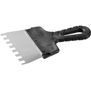 Нержавеющий фасадный шпатель ЗУБР 10078-15-10, 150 мм, зуб 10 х 10 мм, пластиковая ручка