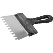 Нержавеющий фасадный шпатель ЗУБР 10078-20-10, 200 мм, зуб 10 х 10 мм, пластиковая ручка