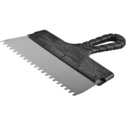 Нержавеющий фасадный шпатель ЗУБР 10078-25-06, 250 мм, зуб 6 х 6 мм, пластиковая ручка