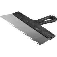 Нержавеющий фасадный шпатель ЗУБР 10078-30-06, 300 мм, зуб 6 х 6 мм, пластиковая ручка