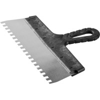 Нержавеющий фасадный шпатель ЗУБР 10078-30-08, 300 мм, зуб 8 х 8 мм, пластиковая ручка