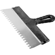 Нержавеющий фасадный шпатель ЗУБР 10078-35-08, 350 мм, зуб 8 х 8 мм, пластиковая ручка