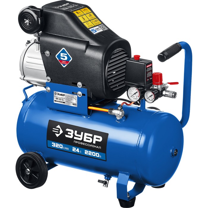 Масляный компрессор ЗУБР Профессионал КПМ-320-24, 320 л/мин, 24 л, 2200 Вт