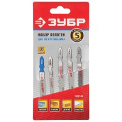 Набор полотен для лобзика ЗУБР 15591-H5, T-хвост., по дереву и металлу, 5 шт