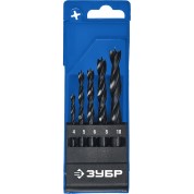 Набор сверл спиральных по дереву ЗУБР Профессионал 29421-H5, 5 шт: (4-5-6-8-10 мм), М-образная заточка