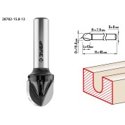 Фреза пазовая галтельная ЗУБР Профессионал 28782-15.8-13, 15.8 x 13 мм, радиус 7.9 мм