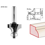 Фреза кромочная калевочная №1 ЗУБР Профессионал 28784-28.6, 28.6 x 16 мм, радиус 8 мм