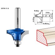 Фреза кромочная калевочная №1 ЗУБР Профессионал 28700-31.8, 31.8 x 15 мм, радиус 9.5 мм