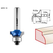 Фреза кромочная калевочная №1 ЗУБР Профессионал 28701-19, 19.0 x 7.4 мм, радиус 3.2 мм