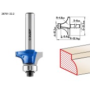 Фреза кромочная калевочная №1 ЗУБР Профессионал 28701-22.2, 22.2 x 9.4 мм, радиус 4.8 мм