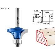 Фреза кромочная калевочная №1 ЗУБР Профессионал 28701-31.8, 31.8 x 15 мм, радиус 9.5 мм