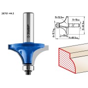 Фреза кромочная калевочная №1 ЗУБР Профессионал 28701-44.5, 44.5 x 22 мм, радиус 16 мм