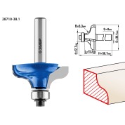 Фреза кромочная калевочная №8 ЗУБР Профессионал 28710-38.1, 38.1 x 15 мм, радиус 6.3 мм