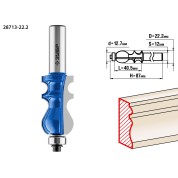 Фреза кромочная фигурная №2 ЗУБР Профессионал 28713-22.2, 22.2 x 41 мм, хвостовик 12 мм