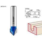 Фреза пазовая галтельная V-образная ЗУБР Профессионал 28752-9.5, 9.5 x 9.5 мм, угол 90&deg; мм