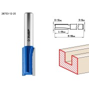 Фреза пазовая прямая ЗУБР Профессионал 28753-12-25, 12 x 25 мм, хвостовик 8 мм