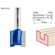 Фреза пазовая прямая ЗУБР Профессионал 28753-22-22, 22 x 22 мм, хвостовик 8 мм