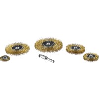 Набор дисковых щеток-крацовок для дрели ЗУБР Профессионал 3521-H5, 5 шт, 25/40/55/63/78 мм, витая латунированная, стальная проволока