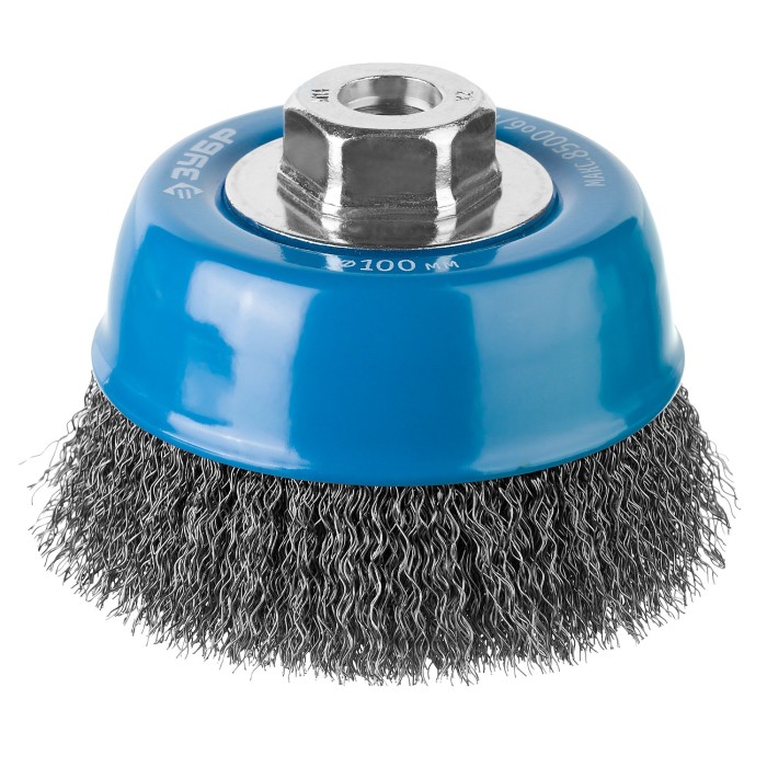 Чашечная щетка-крацовка для УШМ ЗУБР Профессионал 35261-100, 100 мм, витая, стальная проволока 0.3 мм