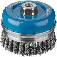 Усиленная чашечная щетка-крацовка для УШМ ЗУБР Профессионал 3527-100, 100 мм, жгутированная стальная проволока 0.5 мм