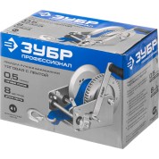 Ручная барабанная тяговая ленточная лебедка ЗУБР Профессионал 43115-0.5, 0.5 т, 8 м