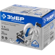 Ручная барабанная тяговая ленточная лебедка ЗУБР Профессионал 43115-1.1, 1.1 т, 10 м