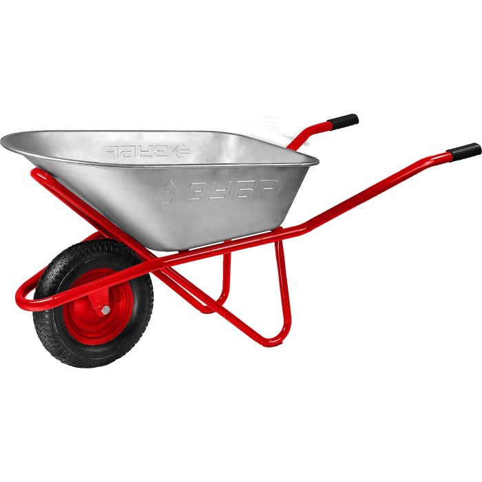 Строительная тачка ЗУБР 39960, Т-12, 90 л, 180 кг, одноколесная, пневматическое колесо