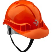 Защитная каска ЗУБР 11090, оранжевая, реечный механизм, универсальное крепление для наушников и щитков
