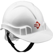 Защитная каска ЗУБР 11090-2, белая, реечный механизм, универсальное крепление для наушников и щитков