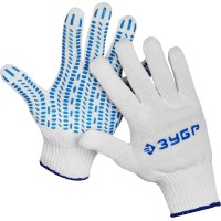 Перчатки ЗУБР Профессионал 11452-S, 10 класс, ПРОТЕКТОР S-M, х/б перчатки с мягким покрытием ПВХ-гель &Prime;протектор&Prime;, увеличенная площадь покрытия
