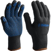 Перчатки противоскользящие ЗУБР МАСТЕР 11462-XL, Противоскользящие, L-XL, трикотажные перчатки с точечным ПВХ покрытием, утеплённые
