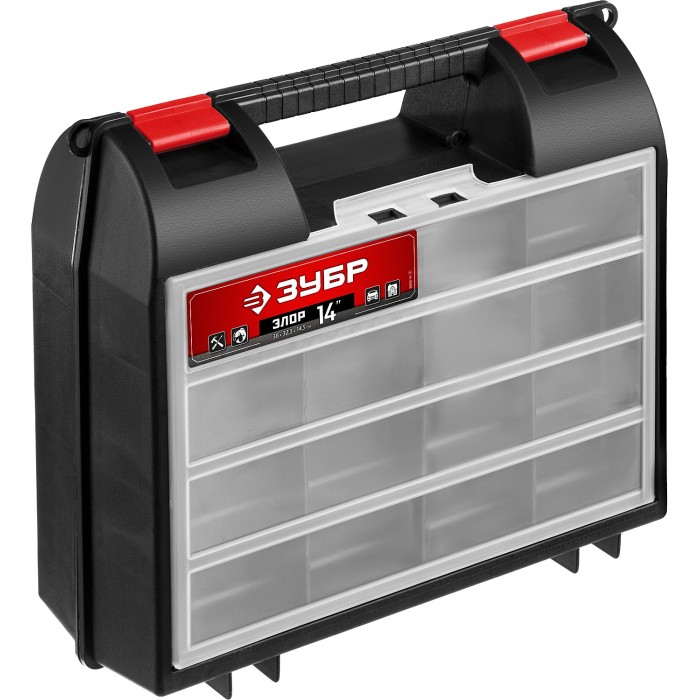 Пластиковый ящик для инструментов ЗУБР Профессионал 38035-14, ЭЛОР-14, 360 х 323 х 145 мм, (14&Prime;)