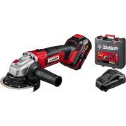 УШМ ЗУБР УШМ-18-125-41, С1-18, 18 В, 125 мм, 1 АКБ (4 А·ч), кейс