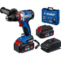 Бесщеточная ударная дрель-шуруповерт ЗУБР Профессионал DBS-201-42, Т7, 20 В, 70 Н&middot;м, 2 АКБ (4 А&middot;ч), кейс
