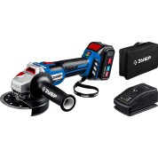 Бесщеточная УШМ ЗУБР Профессионал AB-125-41, Т7, 20 В, 125 мм, 1 АКБ (4 А·ч), сумка