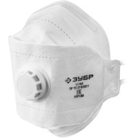 Фильтрующая полумаска с клапаном выдоха ЗУБР 11164, ТК-80, класс защиты FFP1, плоская 3-х панельная