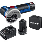 Бесщеточная УШМ ЗУБР Профессионал AB-76-22, 12 В, d76 мм, 2 АКБ тип Т7 (2 А·ч), сумка