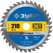 Пильный диск по дереву ЗУБР Оптима Профессионал 36903-210-30-36, 210 x 30 мм, 36Т