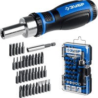 Реверсивная отвертка с насадками ЗУБР Профессионал 25164-H37, Компакт-37, 37 предм.