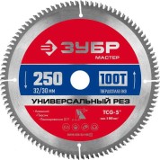 Пильный диск по алюминию ЗУБР 36916-250-32-100, Универсальный рез, 250 x 32/30 мм, 100Т