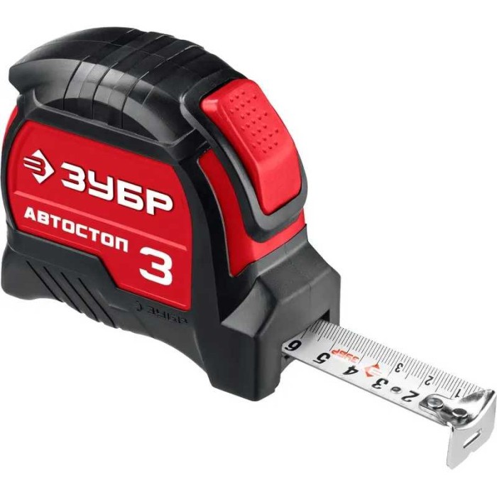 Рулетка с автостопом ЗУБР 34052-03-16, Автостоп, 3 м х 16 мм