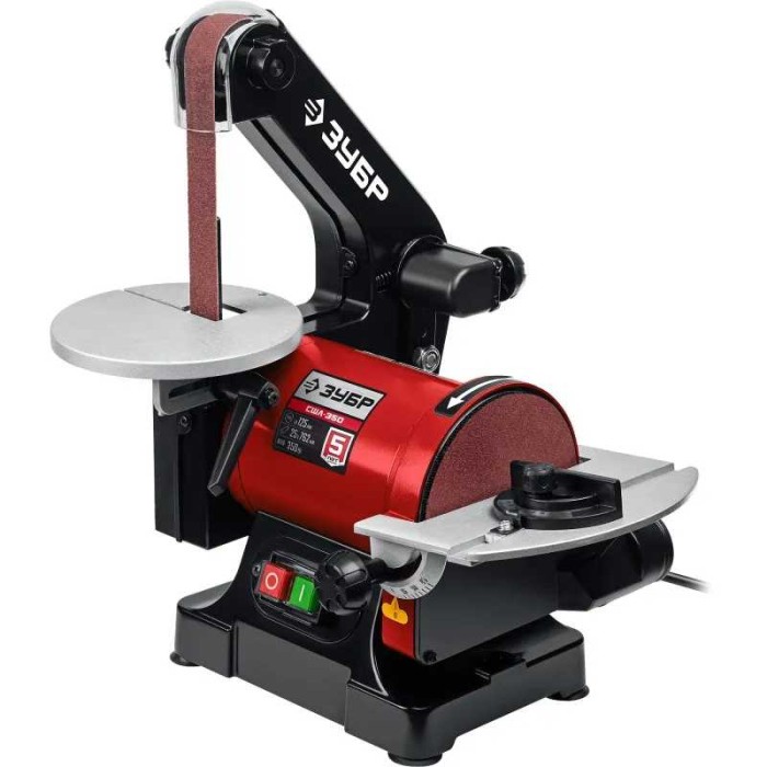 Тарельчато - ленточный шлифовальный станок ЗУБР СШЛ-350, d 125 мм, 25 х 762 мм лента, 350 Вт
