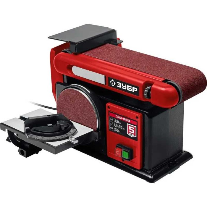 Тарельчато - ленточный шлифовальный станок ЗУБР СШЛ-550, d 150 мм, 100 х 914 мм лента, 550 Вт