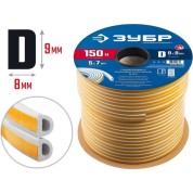 Самоклеящийся резиновый уплотнитель ЗУБР Профессионал 40920-150, 150 м, D-профиль, размер 9 х 8 мм, белый