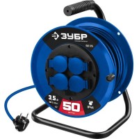 Силовой удлинитель на катушке ЗУБР Профессионал 55081-50, ПВС 315, ПВС, 3 x 1.5 мм2, 50 м, 3500 Вт, IP44