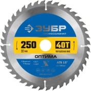 Пильный диск по дереву ЗУБР Оптима Профессионал 36903-250-32-40, 250 x 32 мм, 40Т