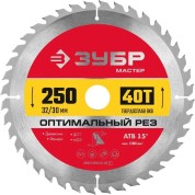 Пильный диск по дереву ЗУБР 36912-250-32-40, Оптимальный рез, 250 x 32/30 мм, 40Т