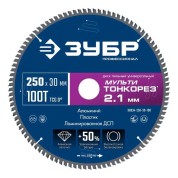 Диск пильный универсальный тонкий рез ЗУБР Профессионал 36934-250-30-100, Мульти Тонкорез 250х30 x 2.1 мм, 100Т