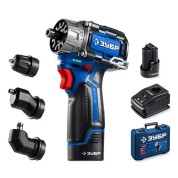 Модульная дрель-шуруповерт BRUSHLESS ЗУБР Профессионал DB-125-22, КОМБИ #3, 12 В, 45 Н&middot;м, 2 АКБ тип Т7 (2 А&middot;ч), кейс